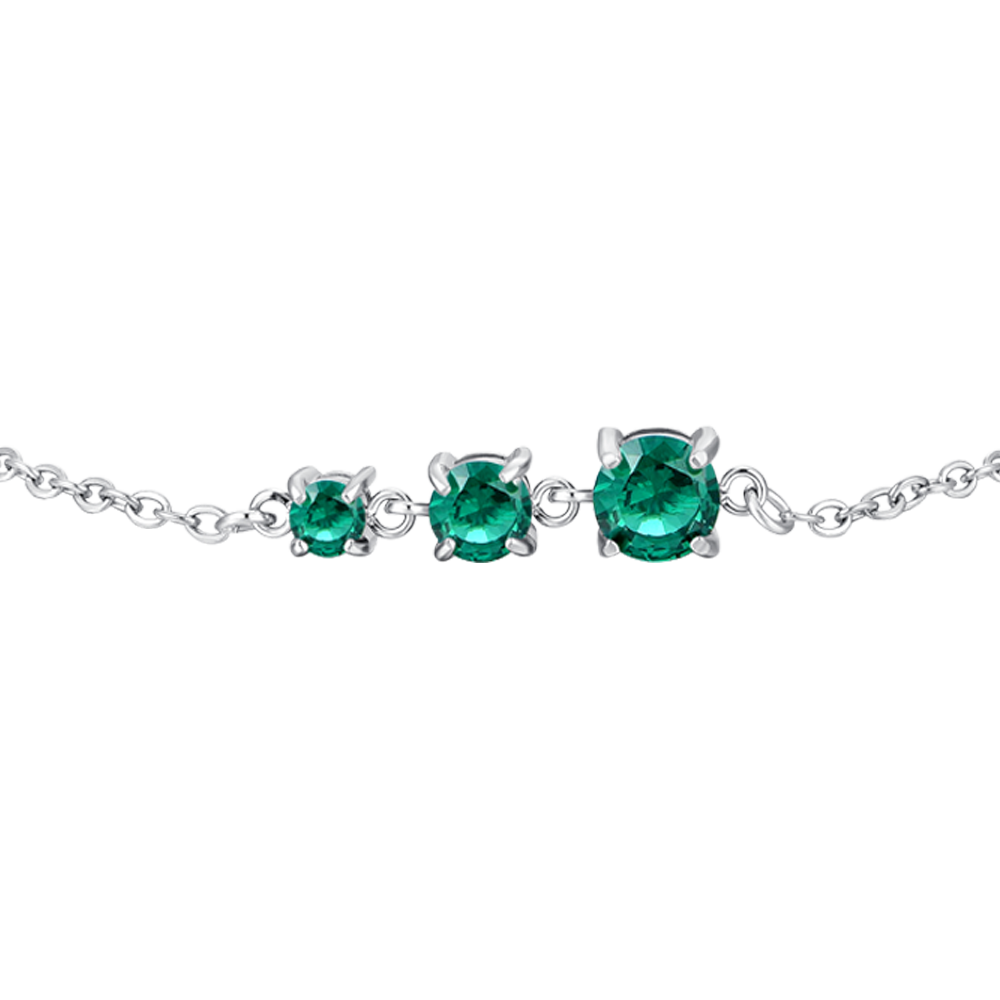 BRACCIALE DONNA IN ACCIAIO CON ZIRCONI VERDI