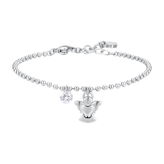 BRACCIALE DONNA IN ACCIAIO CON ANGELO E ZIRCONE BIANCO