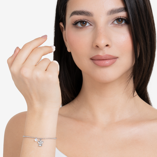 BRACCIALE DONNA IN ACCIAIO CON ANGELO E ZIRCONE BIANCO