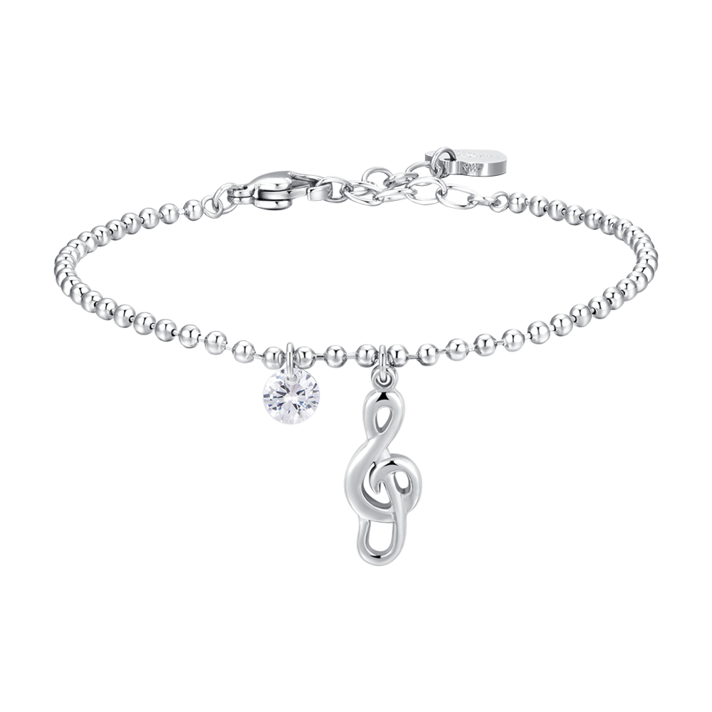 BRACCIALE DONNA IN ACCIAIO CON NOTA MUSICALE E ZIRCONE BIANCO