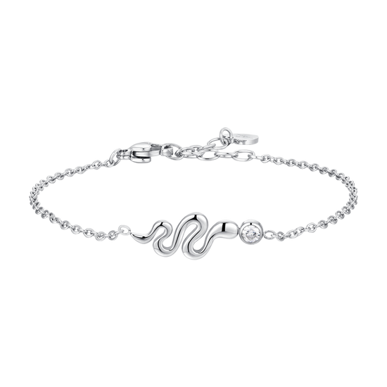 BRACCIALE DONNA IN ACCIAIO CON SERPENTE E CRISTALLO BIANCO
