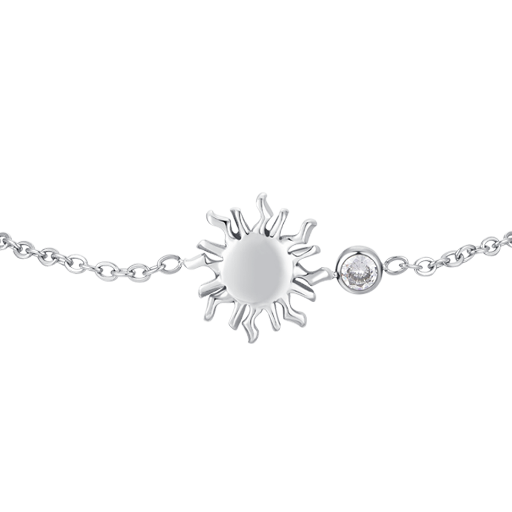 BRACCIALE DONNA IN ACCIAIO CON SOLE E CRISTALLO BIANCO