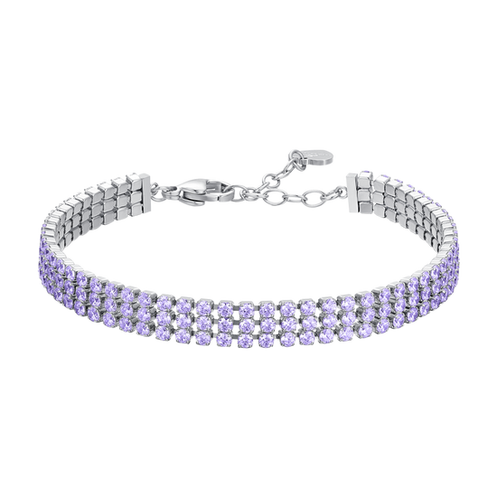 BRACCIALE TENNIS DONNA IN ACCIAIO CON ZIRCONI VIOLA