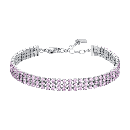 BRACCIALE TENNIS DONNA IN ACCIAIO CON ZIRCONI ROSA