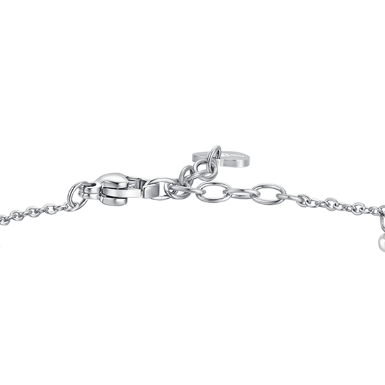 DAMENARMBAND AUS STAHL MIT WEISSEN PERLEN