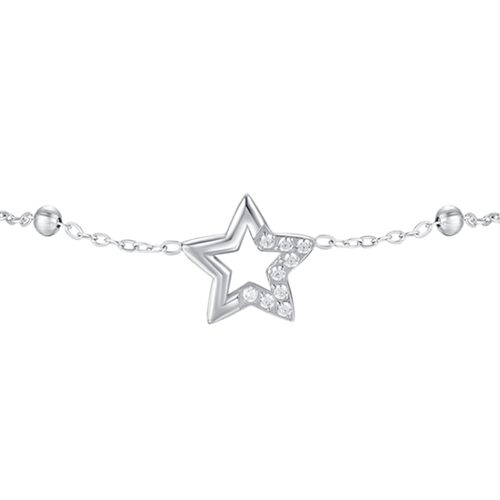 BRACCIALE DONNA IN ACCIAIO CON STELLA E PUNTI LUCE DI ZIRCONE BIANCO