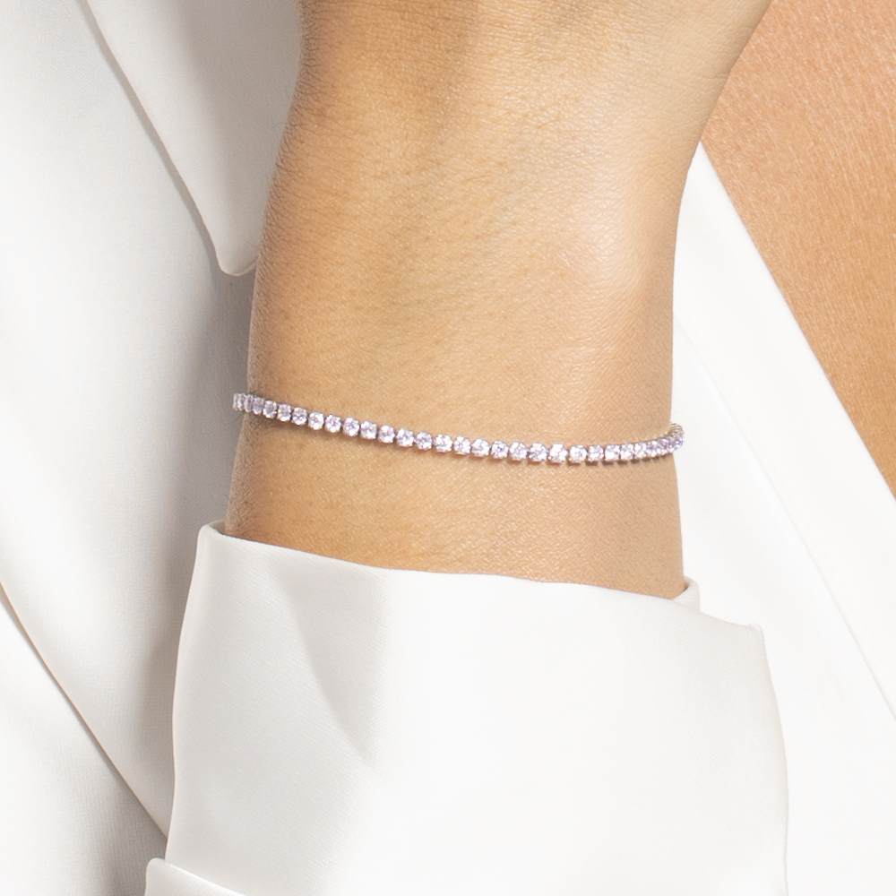 BRACCIALE TENNIS DONNA IN ACCIAIO CON ZIRCONI ROSA