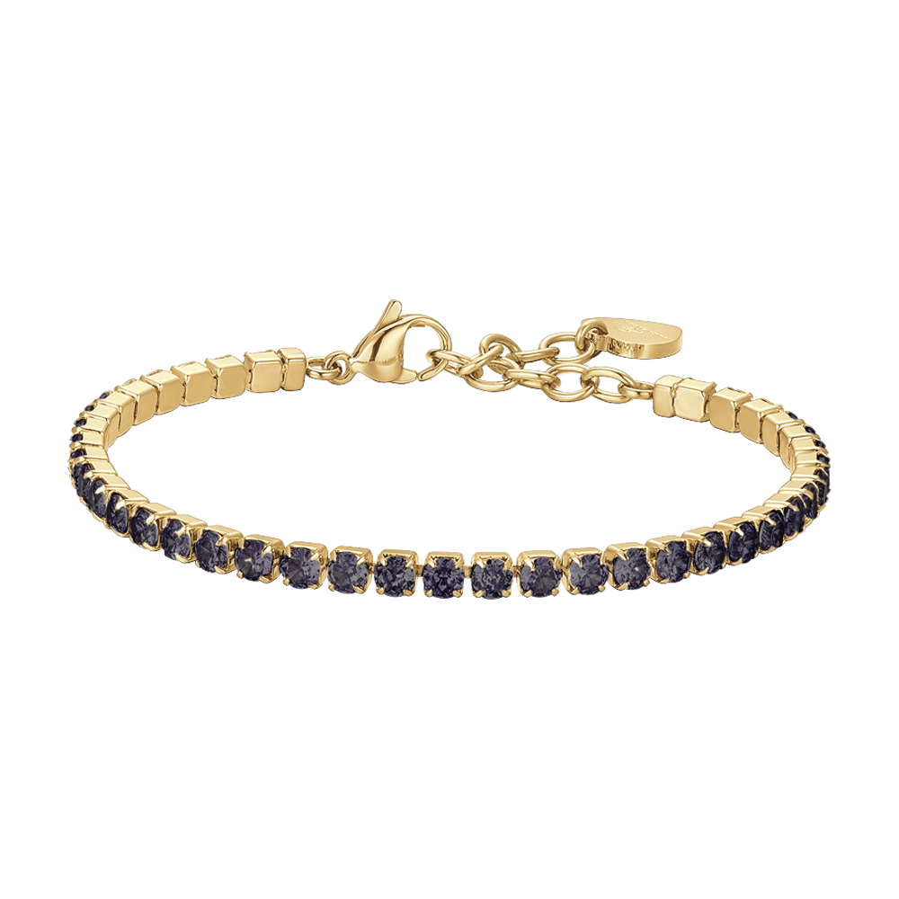 BRACCIALE DONNA TENNIS IN ACCIAIO IP GOLD CON CRISTALLI BIANCHI