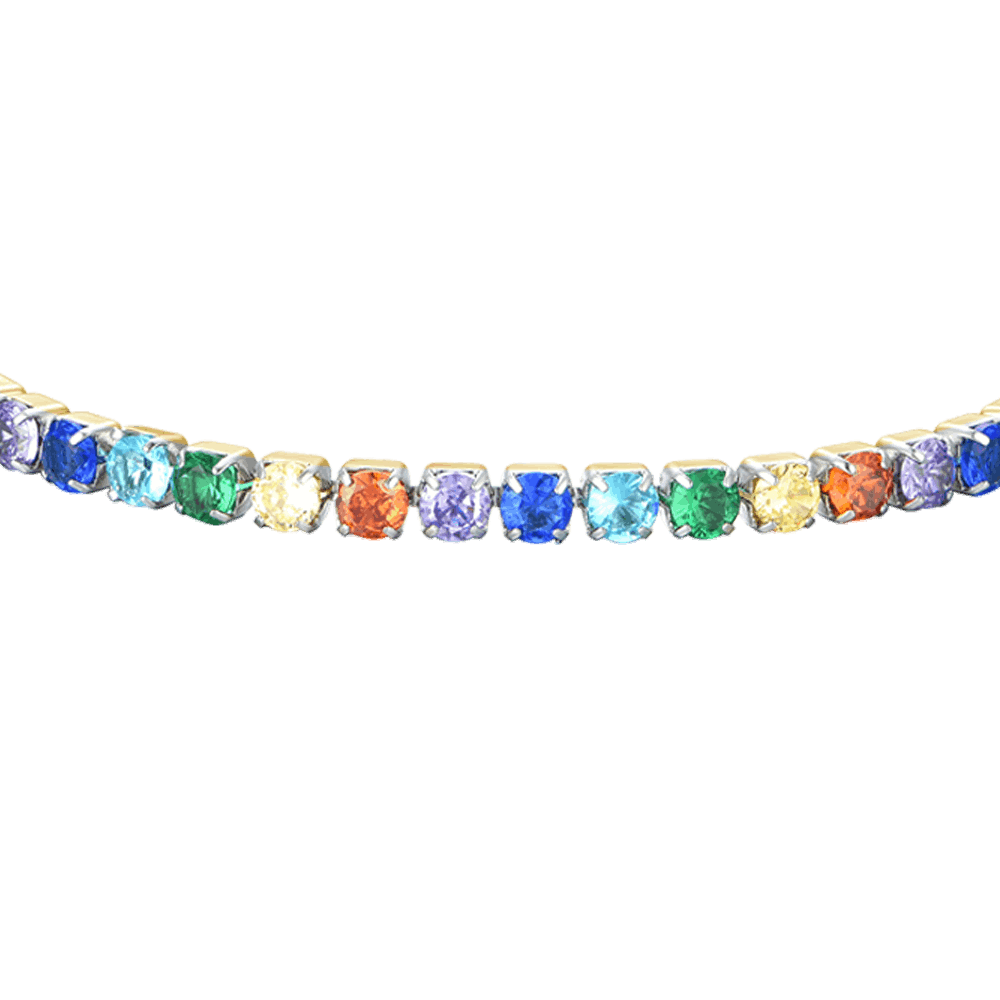 BRACCIALE DONNA TENNIS IN ACCIAIO IP GOLD CON CRISTALLI MULTICOLOR