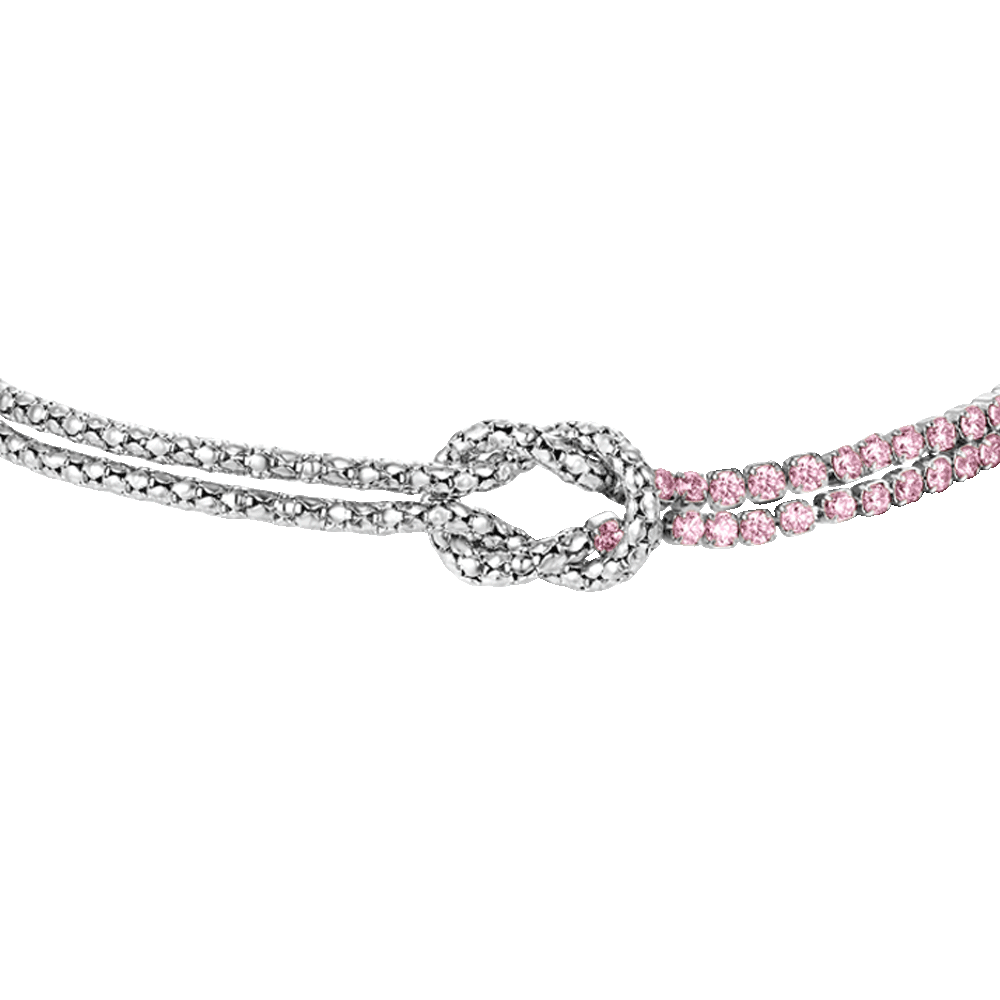 BRACCIALE DONNA IN ACCIAIO CON NODO E ZIRCONI ROSA