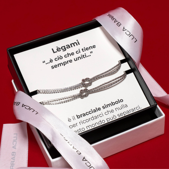 BRACCIALE DONNA IN ACCIAIO CON NODO E ZIRCONI VIOLA