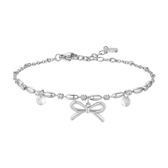 BRACCIALE DONNA IN ACCIAIO CON FIOCCO E ZIRCONI BIANCHI