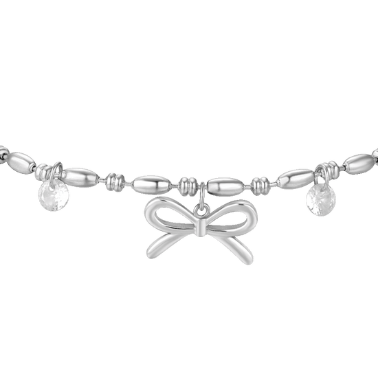 BRACCIALE DONNA IN ACCIAIO CON FIOCCO E ZIRCONI BIANCHI