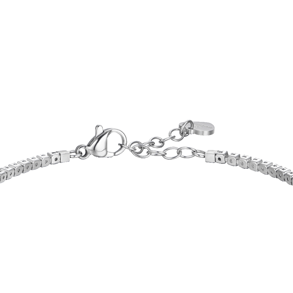 BRACCIALE TENNIS DONNA IN ACCIAIO CON ELEMENTO CON ZIRCONI VERDI E BIANCHI