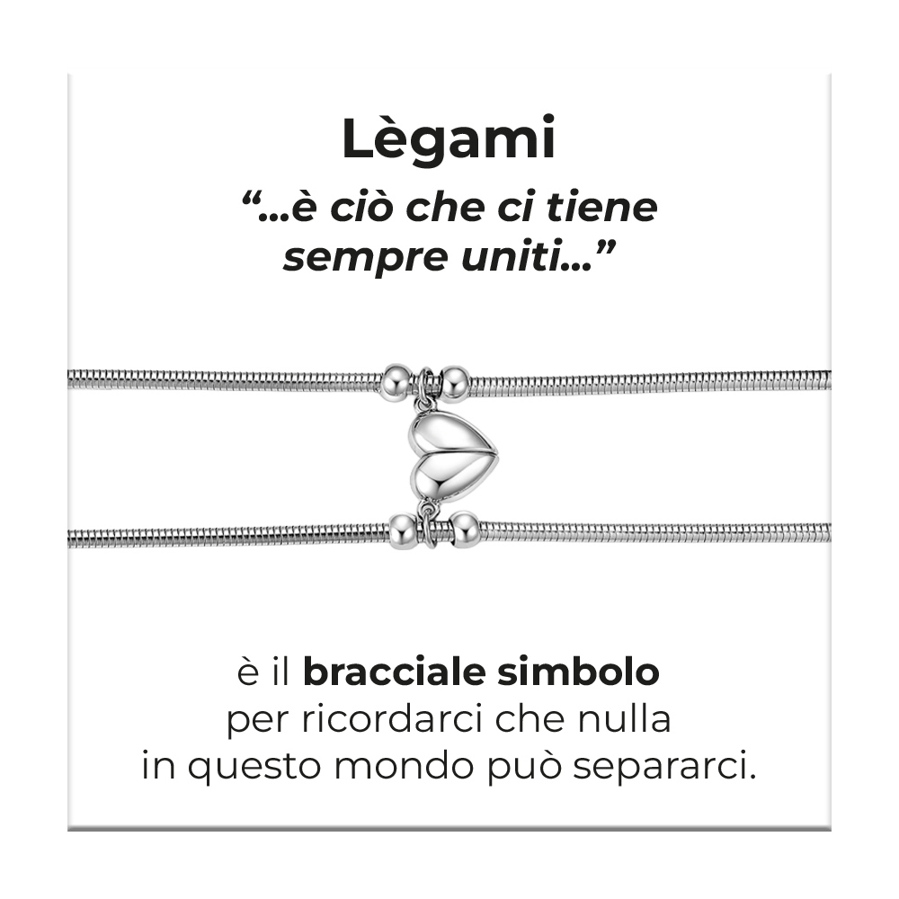BRACCIALE DONNA E UOMO IN ACCIAIO CON CUORE CALAMITATO