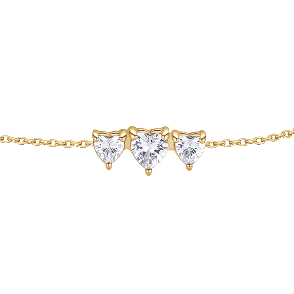 BRACCIALE DONNA IN ACCIAIO IP GOLD CON CUORI CON ZIRCONI BIANCHI