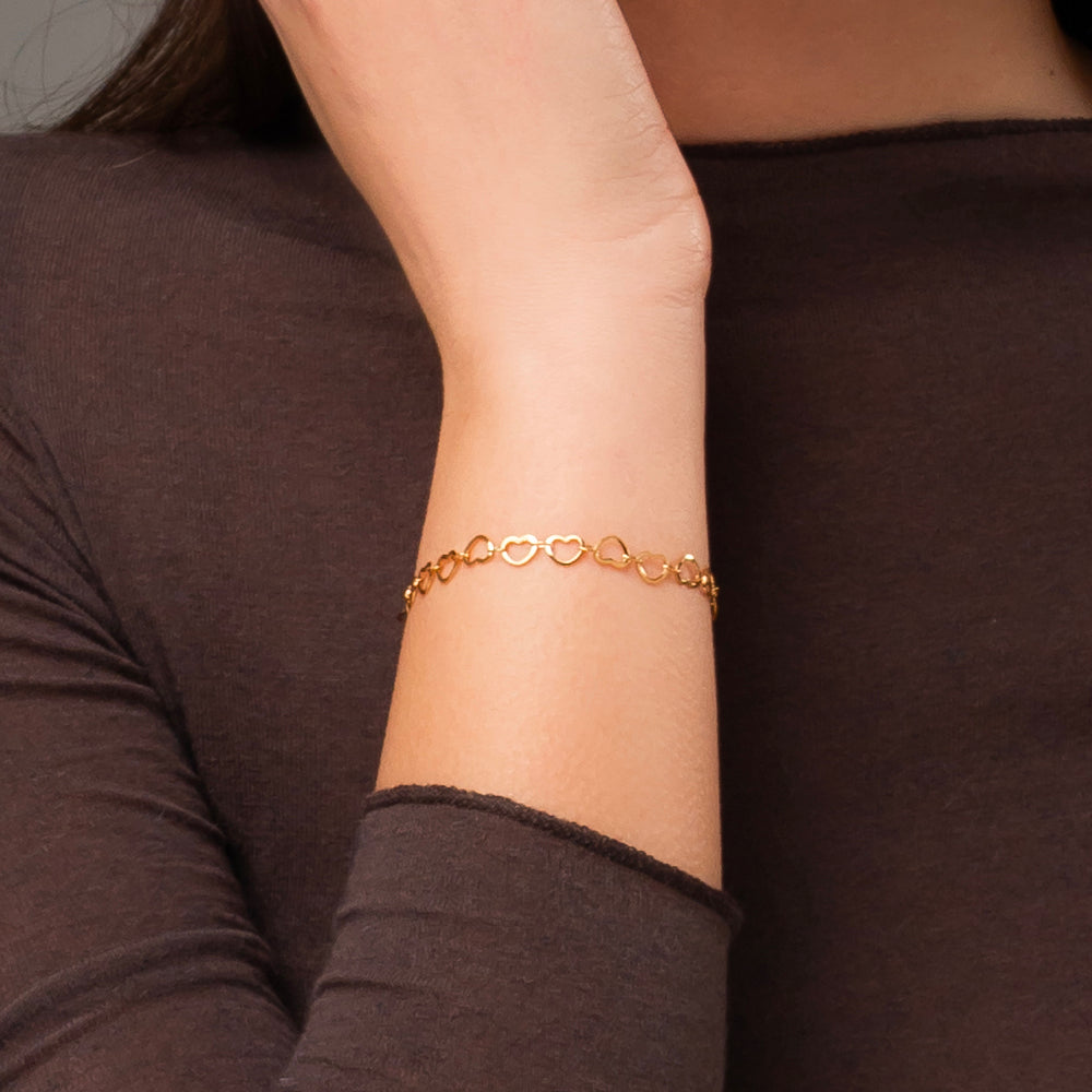 IP GOLD STAHL DAMEN ARMBAND MIT HERZEN