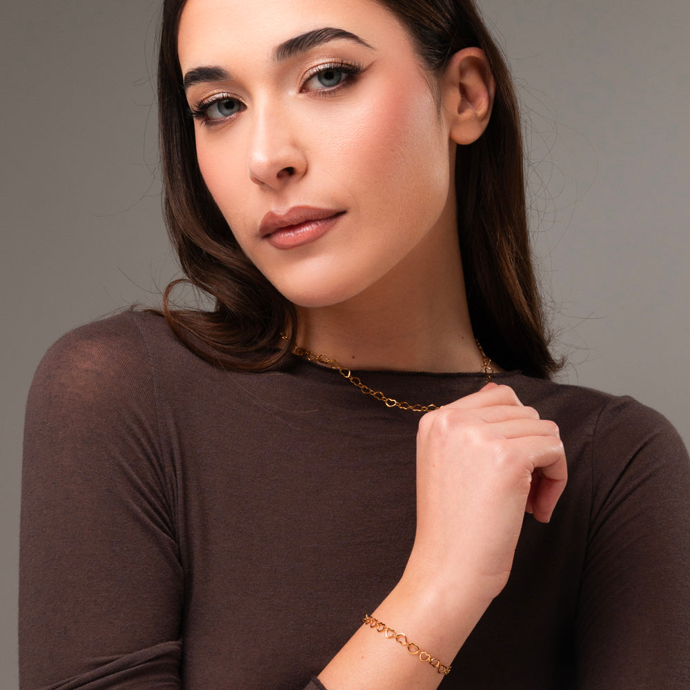 IP GOLD STAHL DAMEN ARMBAND MIT HERZEN