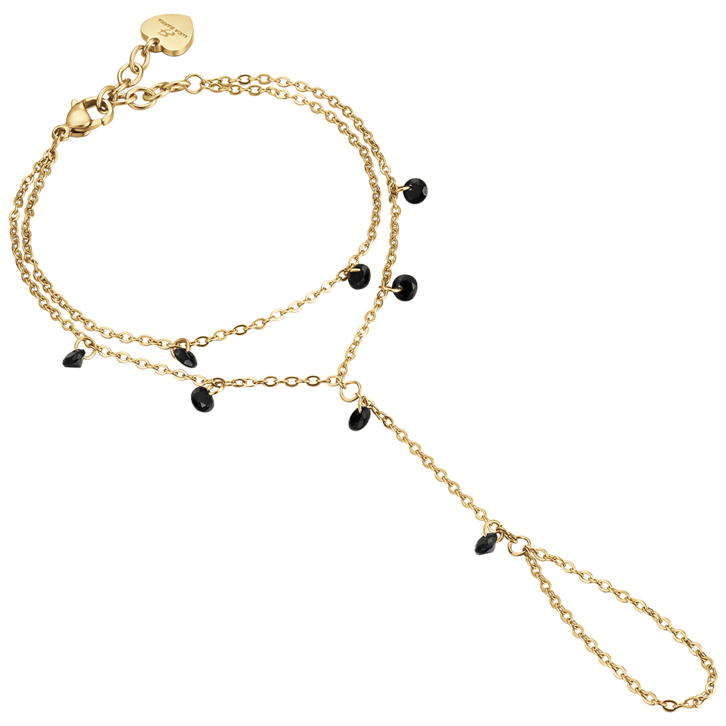BRACCIALE BACIAMANO DONNA IN ACCIAIO IP GOLD CON CRISTALLI NERI