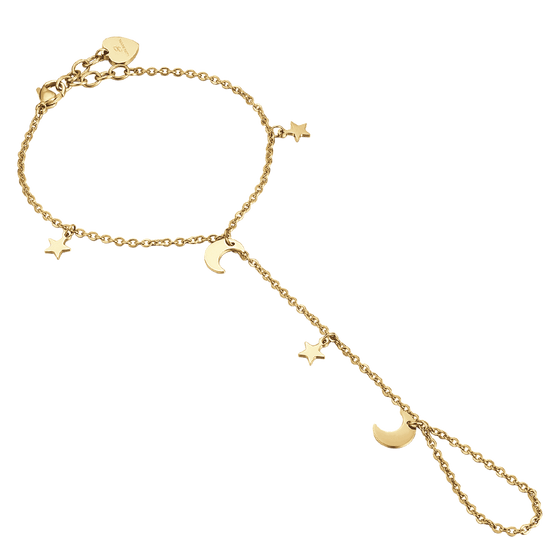 IP GOLD STAHL DAMEN KUSS ARMBAND MIT STERNEN UND MOND