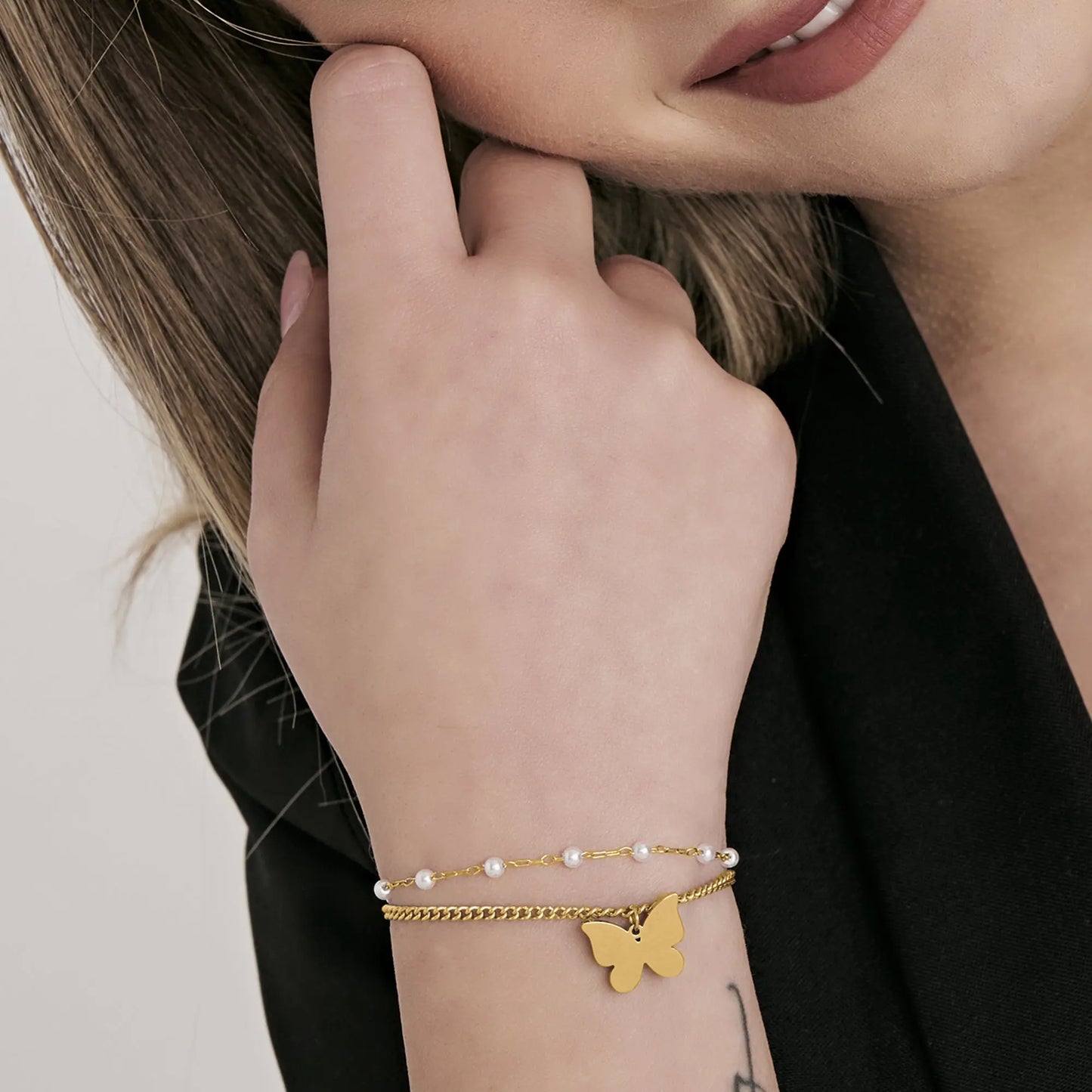 WOMAN'S IP GOLD BRACELET WITH BUTTERFLY Luca Barra