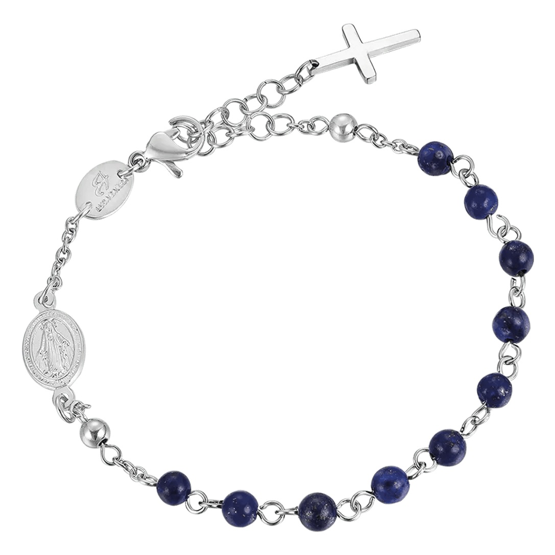 ROSARONARMBAND FÜR MÄNNER AUS STAHL MIT LAPIS-STAINEN Luca Barra