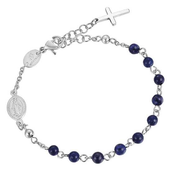 ROSARONARMBAND FÜR MÄNNER AUS STAHL MIT LAPIS-STAINEN Luca Barra