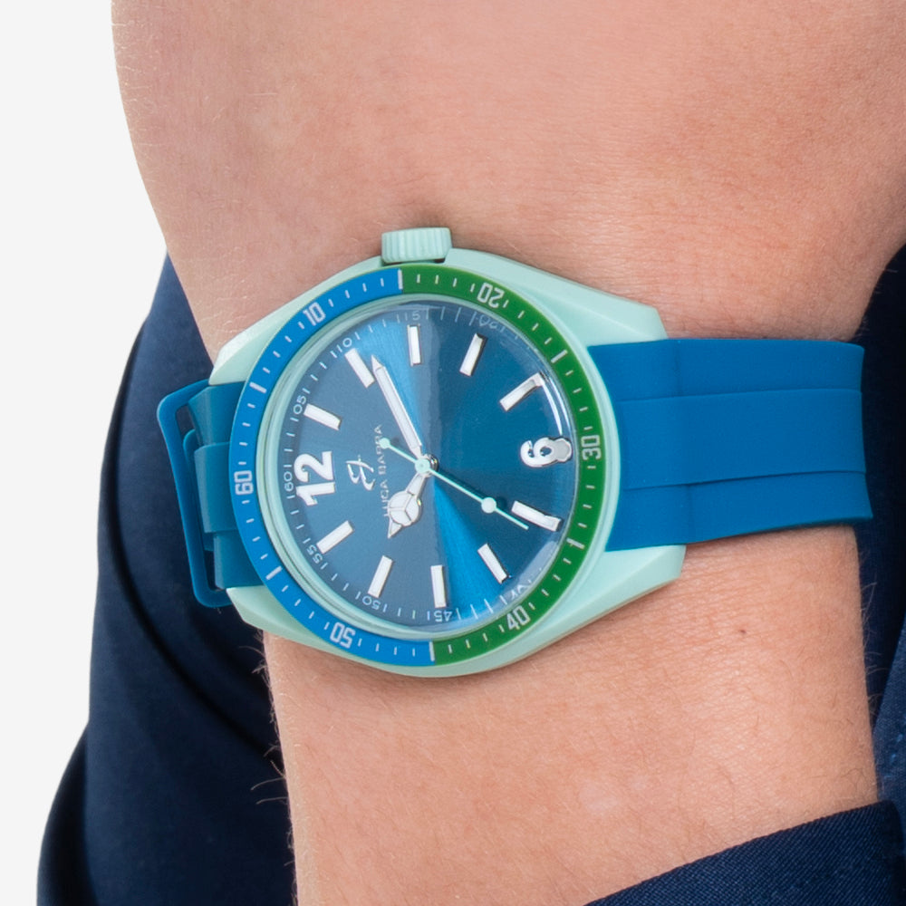BLAUE UND GRÜNE SILIKON HERRENUHR