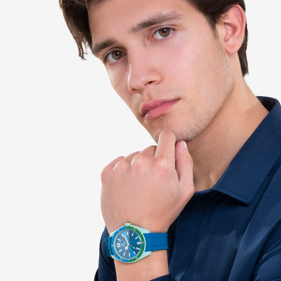 BLAUE UND GRÜNE SILIKON HERRENUHR