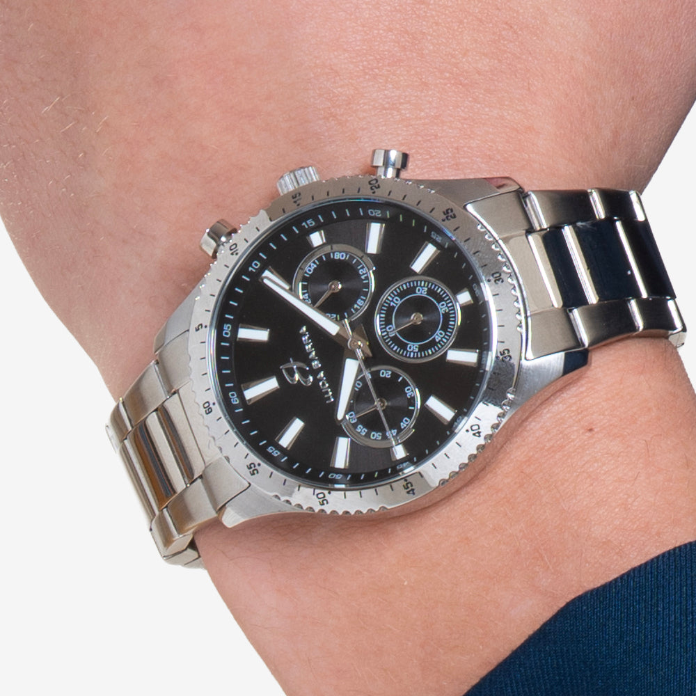 HERREN STAHLUHR SCHWARZES ZIFFERBLATT