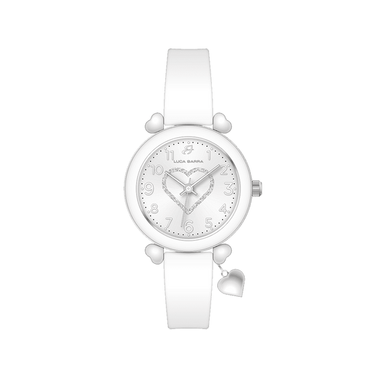 OROLOGIO DONNA IN SILICONE BIANCO E CUORE Luca Barra