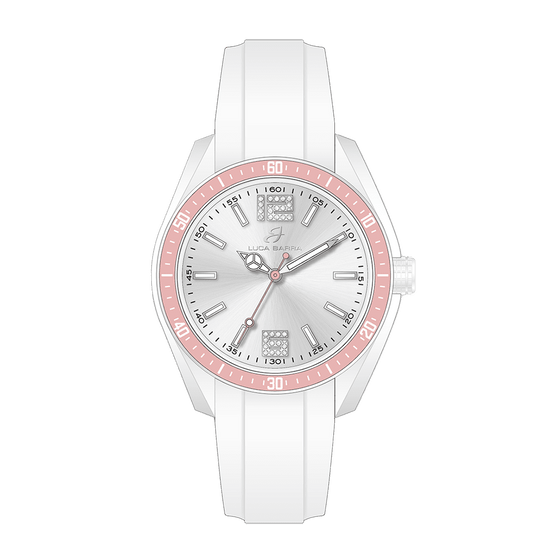 OROLOGIO DONNA IN SILICONE BIANCO E ROSA Luca Barra