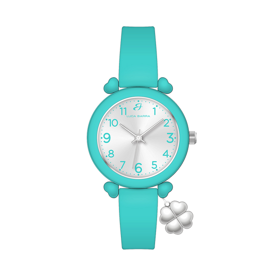 OROLOGIO DONNA ACQUAMARINA CON CHARM QUADRIFOGLIO