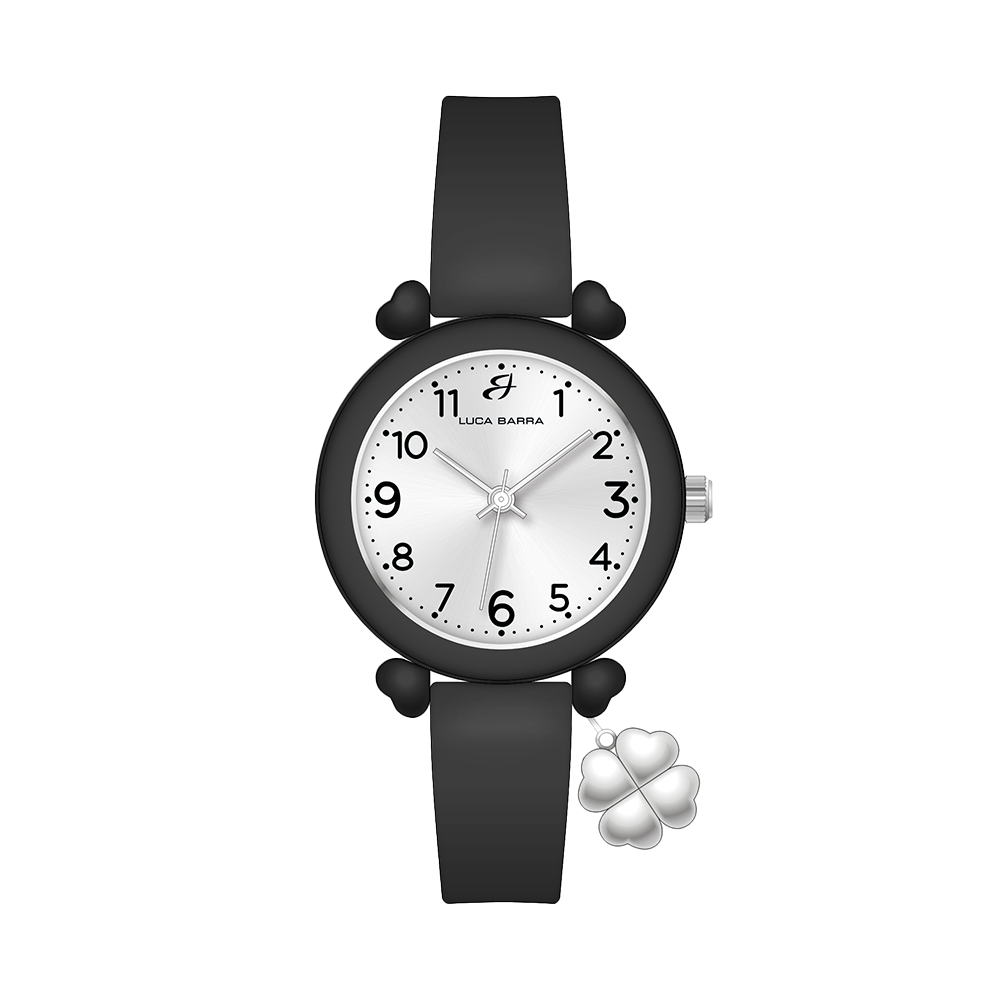OROLOGIO DONNA NERO CON CHARM QUADRIFOGLIO