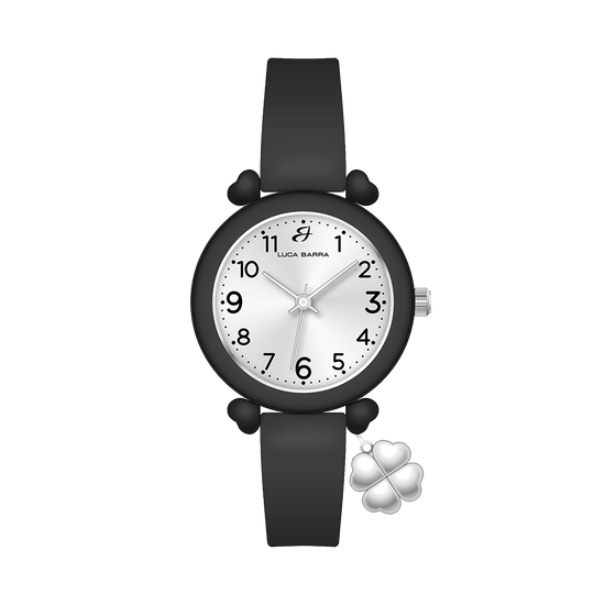OROLOGIO DONNA NERO CON CHARM QUADRIFOGLIO