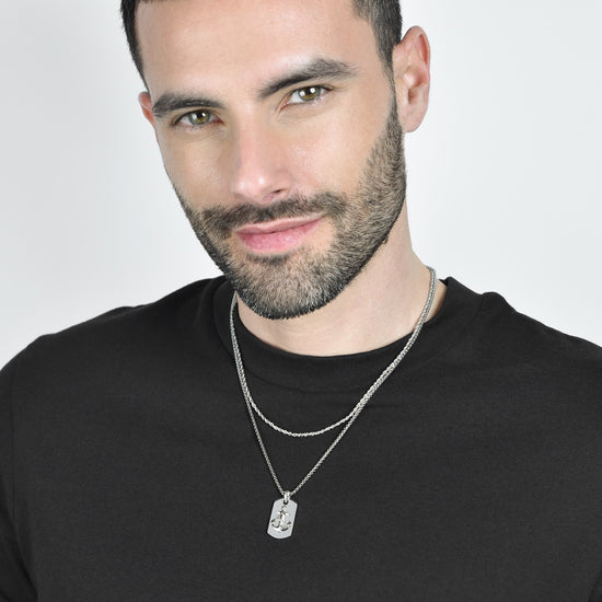 HERRENHALSKETTE AUS STAHL MIT ANKERPLATTE