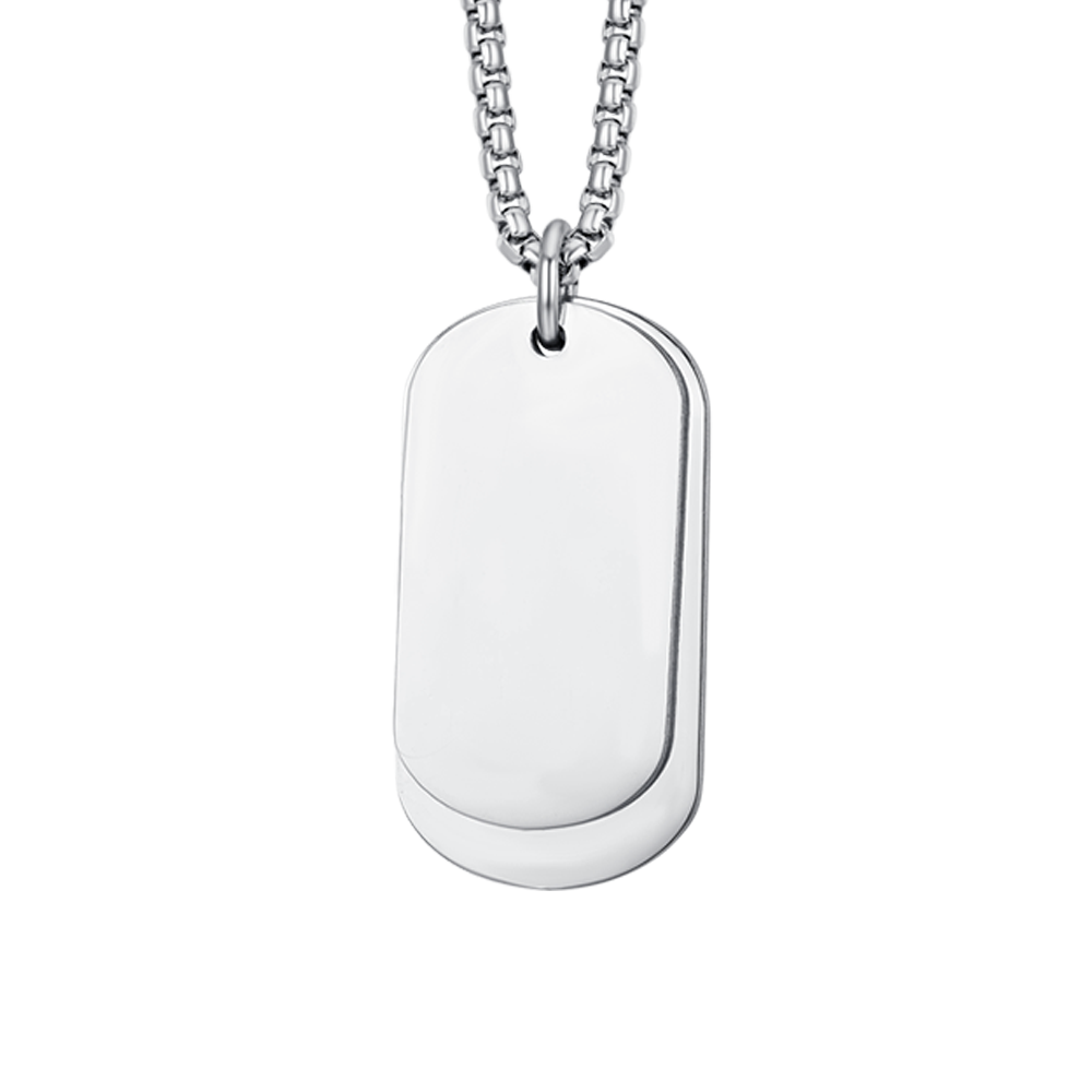 HERREN-STAHLHALSBAND MIT SILBERPLÄTTCHEN