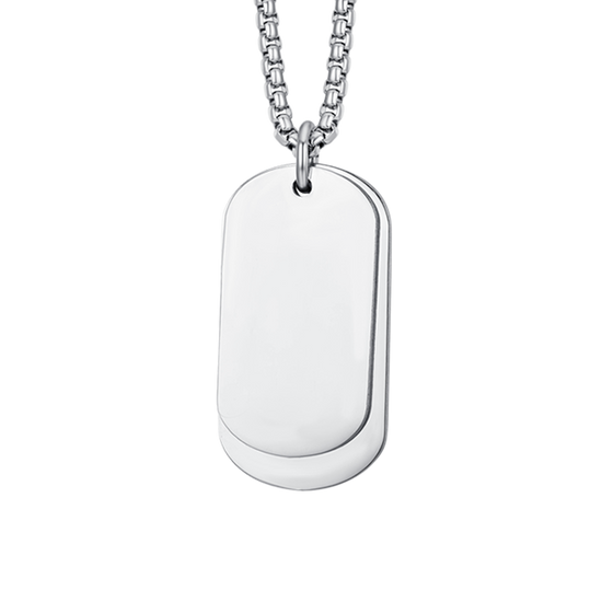 HERREN-STAHLHALSBAND MIT SILBERPLÄTTCHEN