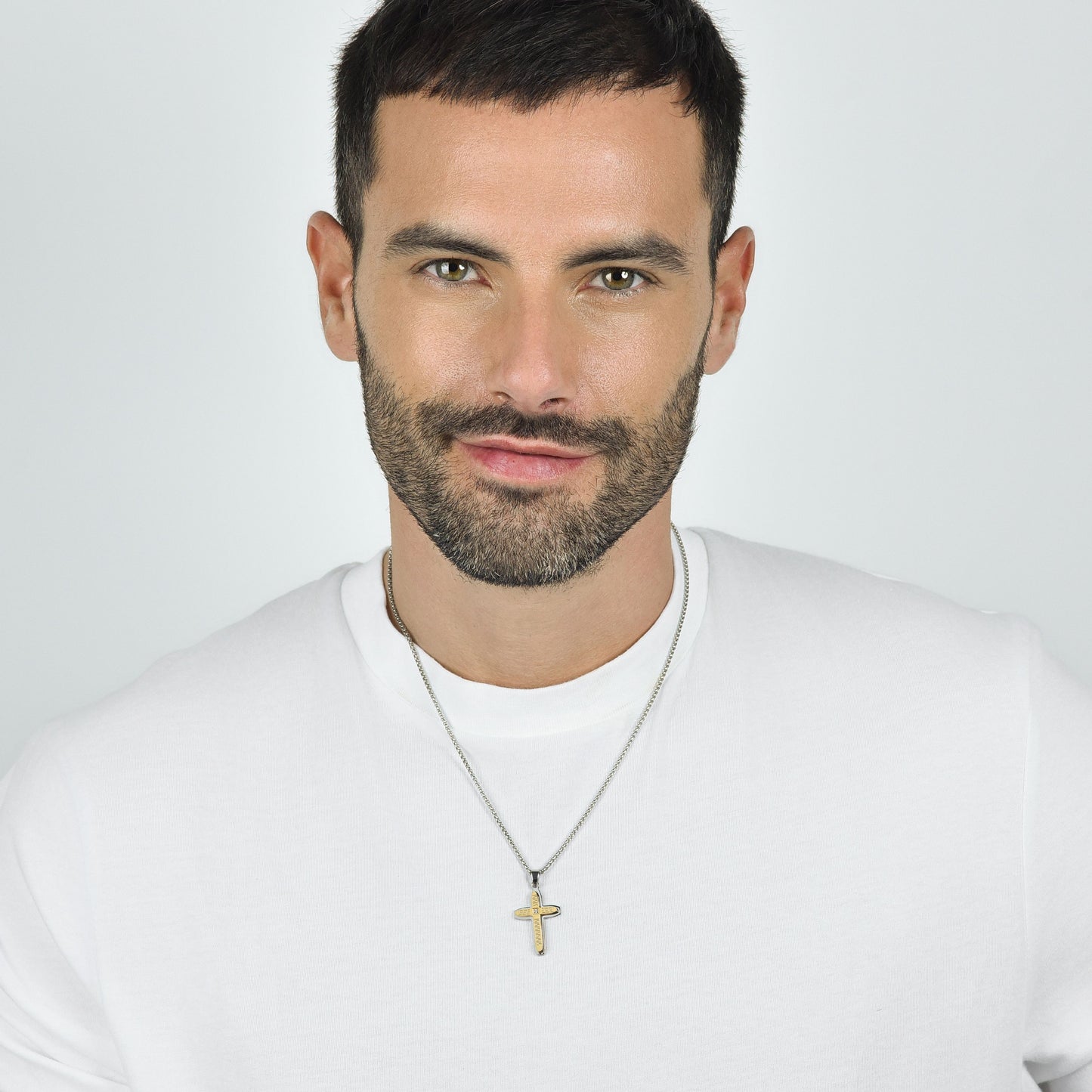 HERREN STAHLKREUZ IP GOLD HALSKETTE