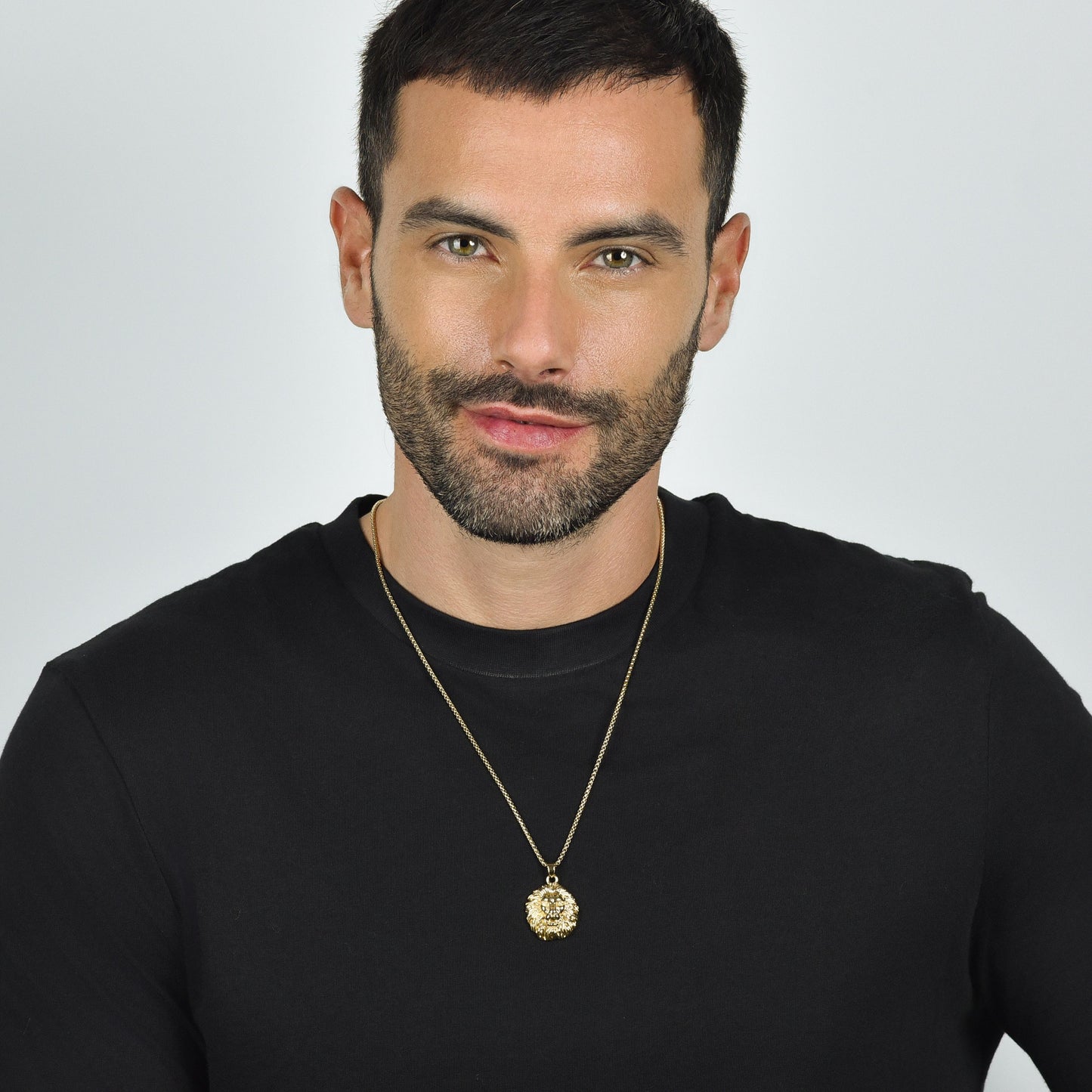 HERREN IP GOLD LÖWENKOPF STAHL HALSKETTE