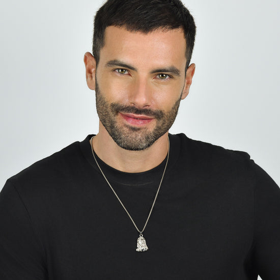 STAHL-HALSKETTE FÜR MÄNNER MIT HEILIGEM GESICHT