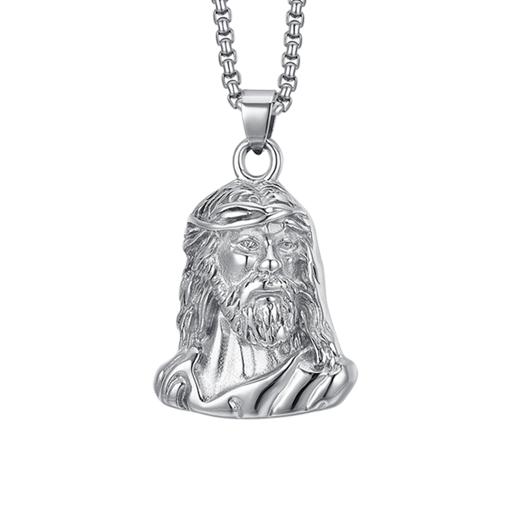 STAHL-HALSKETTE FÜR MÄNNER MIT HEILIGEM GESICHT