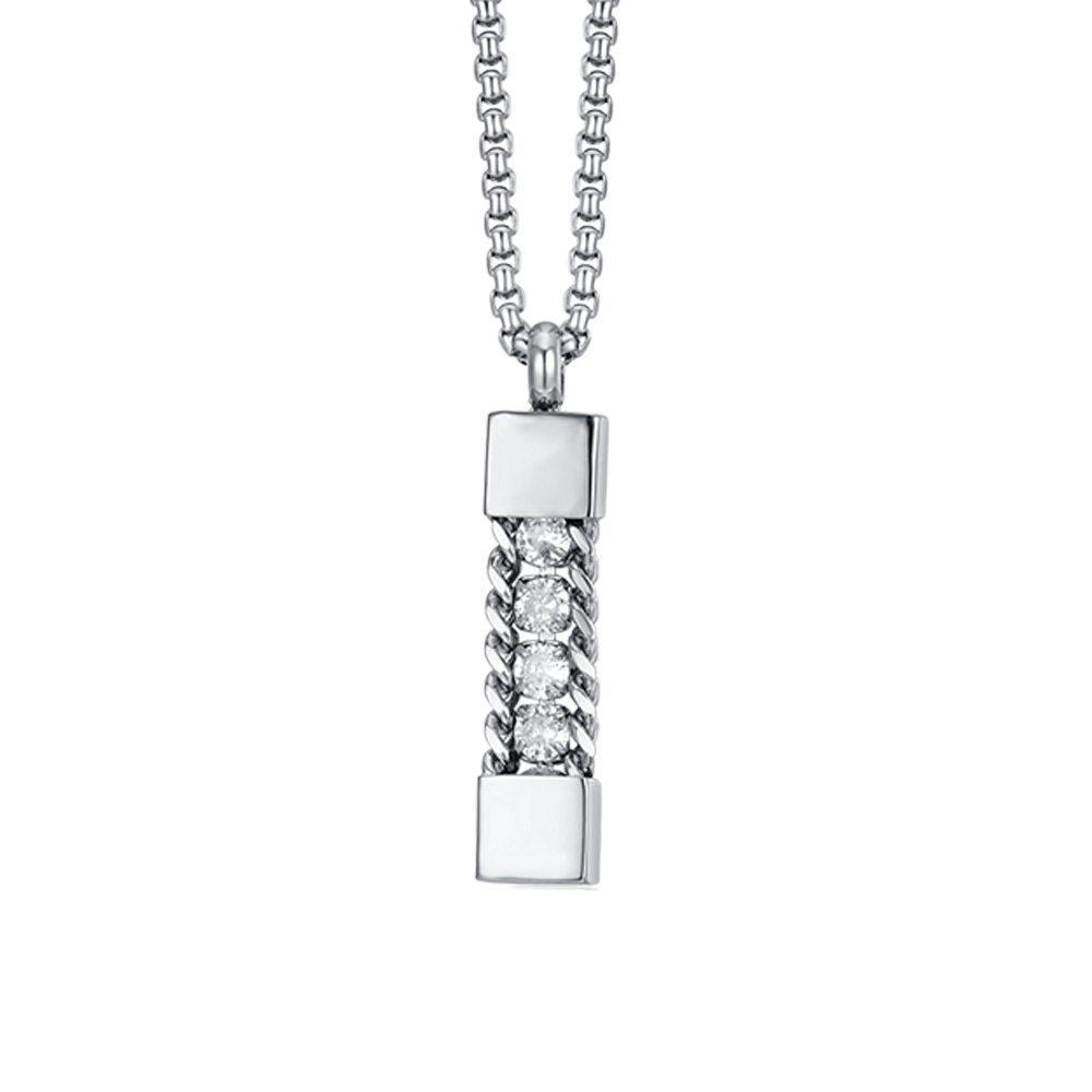 HERRENHALSBAND AUS STAHL MIT WEISSEN KRISTALLEN