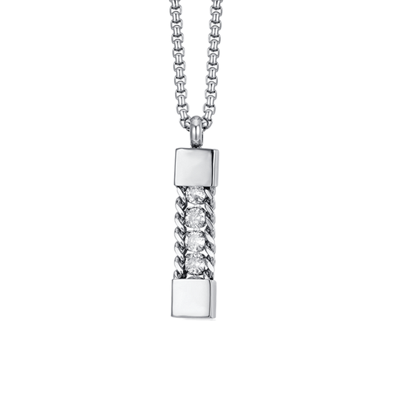 HERRENHALSBAND AUS STAHL MIT WEISSEN KRISTALLEN