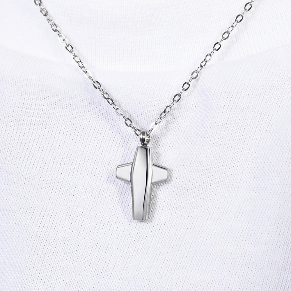 STAHL-HALSKETTE FÜR MÄNNER MIT KREUZ