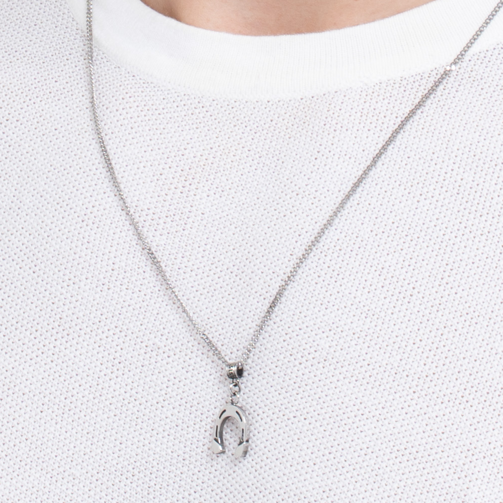 COLLANA UOMO IN ACCIAIO CON FERRO DI CAVALLO