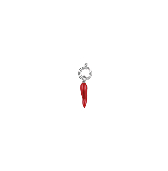 13 MM HORNANHÄNGER AUS STAHL MIT ROTER EMAILLE