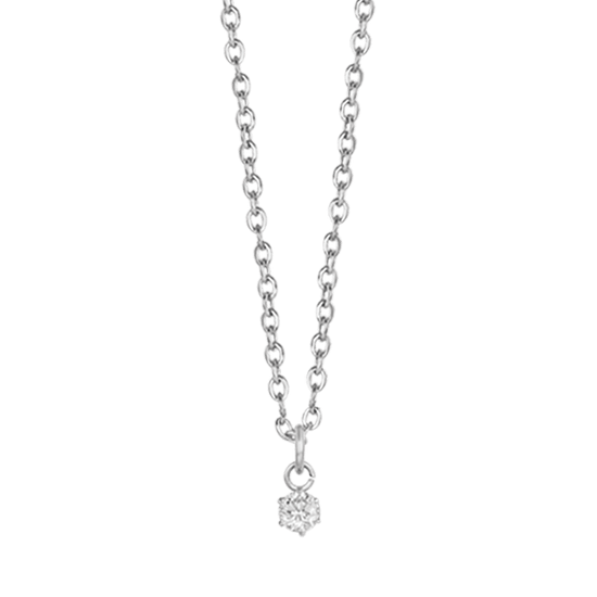 DAMEN-HALSKETTE AUS STAHL MIT 3 MM WEISSEM KRISTALL