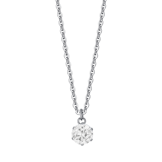 DAMEN-HALSKETTE AUS STAHL MIT 6 MM WEISSEM KRISTALL