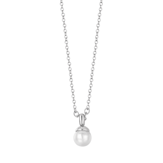 COLLANA DONNA IN ACCIAIO CON PERLA SINTETICA DA 4MM